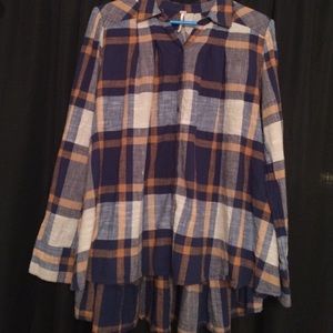 free people ruffle plaid shirt
